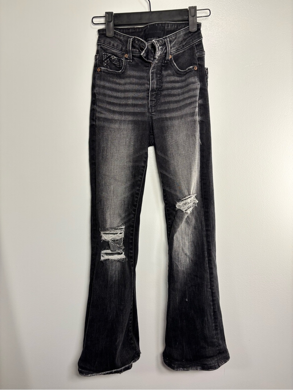 Buckle Black Distressed Boot Cut Jeans